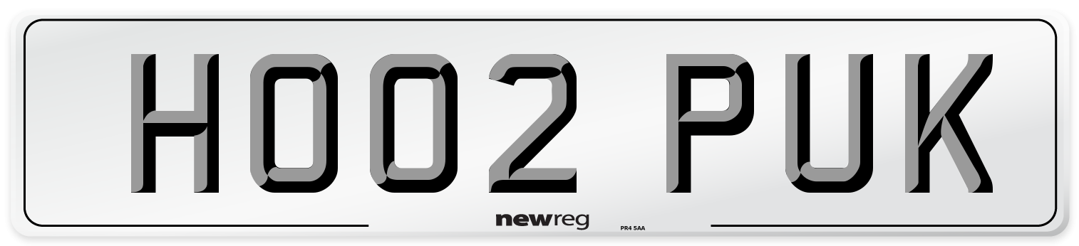 HO02 PUK Number Plate from New Reg